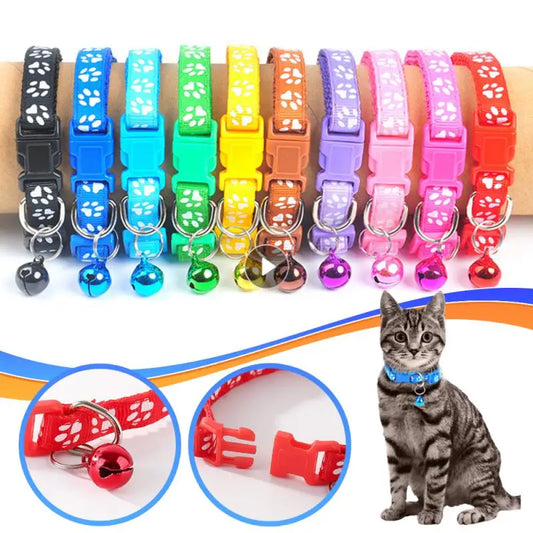paw print Cat collar with bell