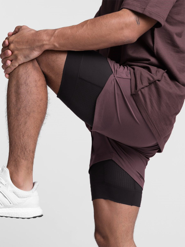 Double layer breathable gym shorts
